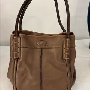 Tod's Warm Brown Leather Shoulder Bag with Double Handles